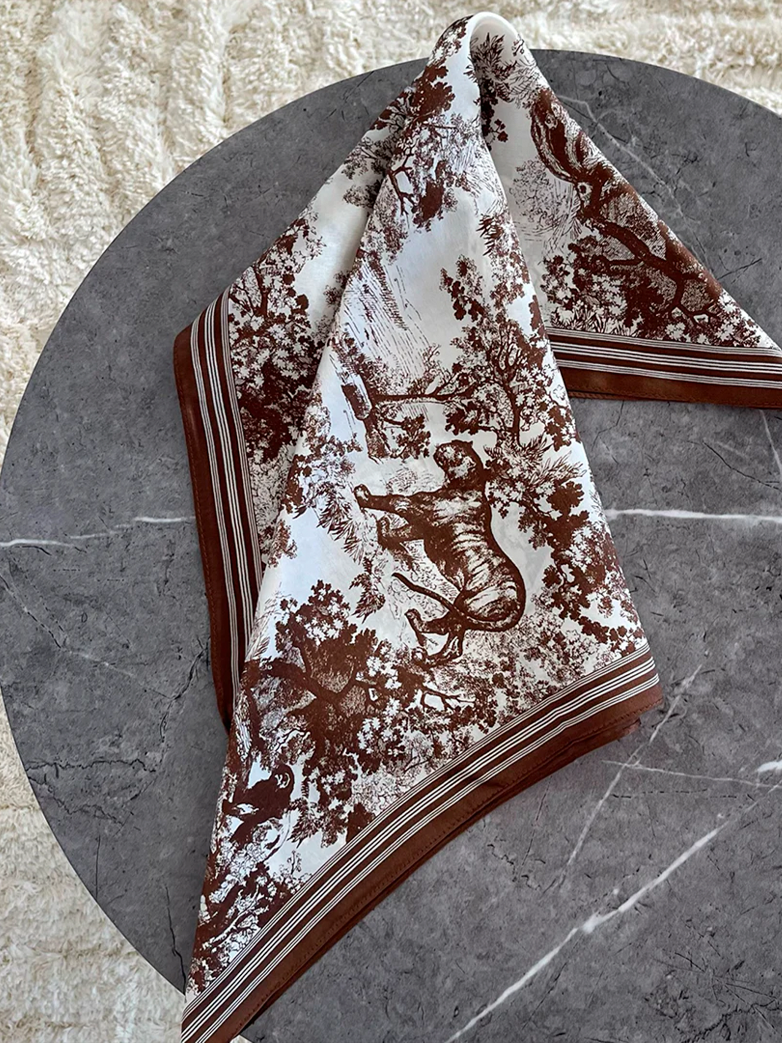 Nora Silk Scarf - Coffee