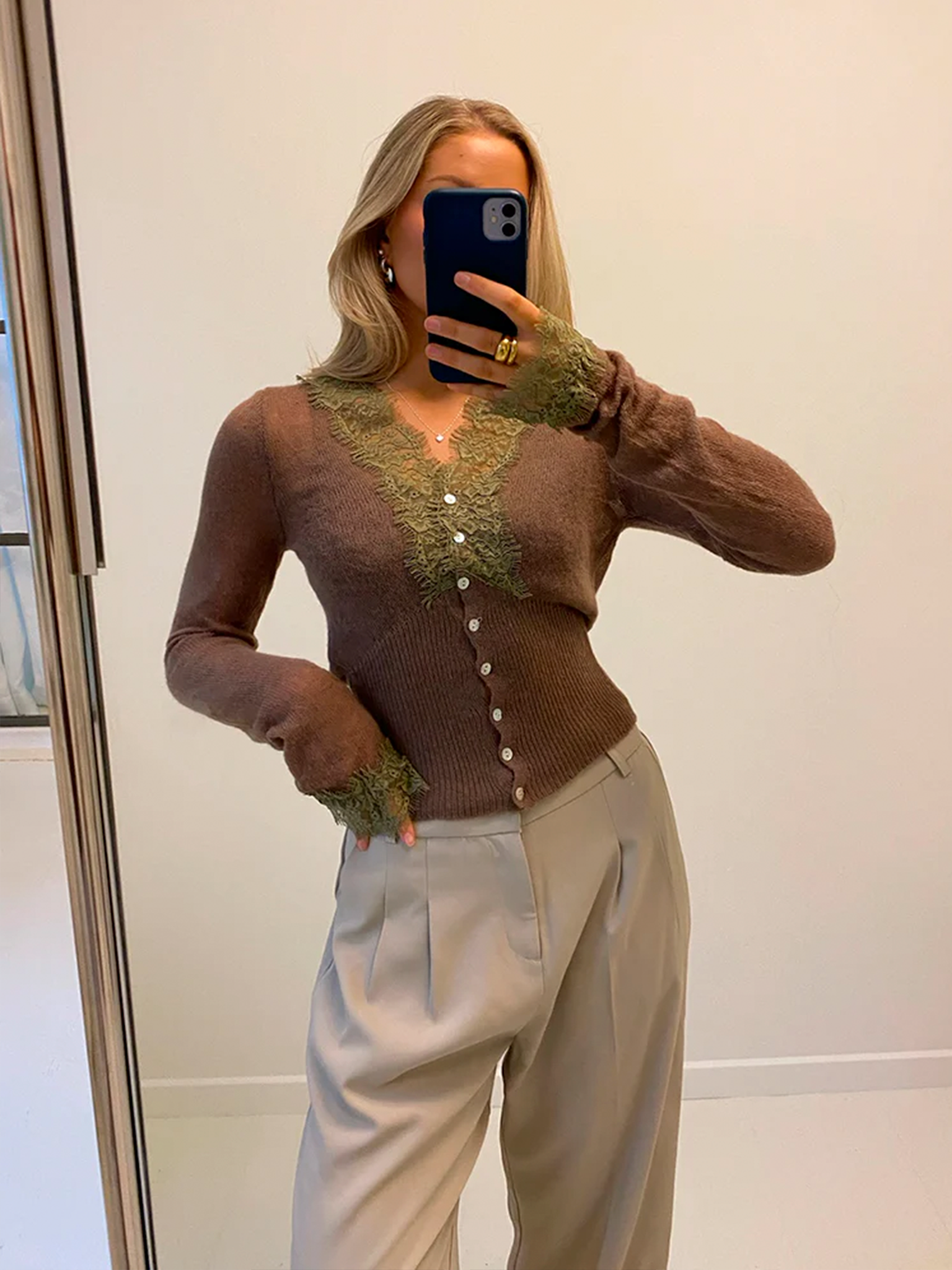 Willow Lace Blouse - Coffee